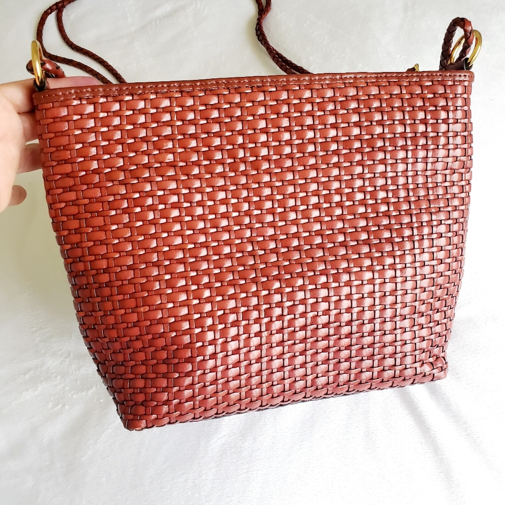 Preston & York woven brown leather crossbody bag